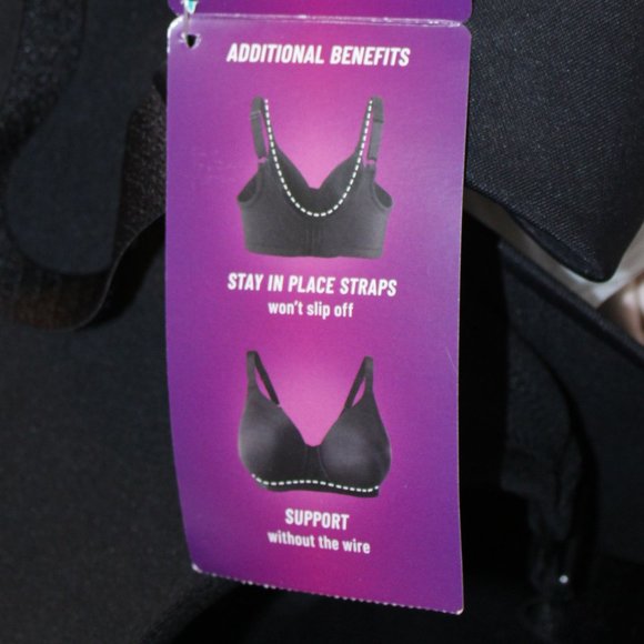 Vanity Fair Black Bra Full-Figure Wireless Size 42DD - Picture 7 of 8